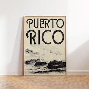 Puerto Rico Poster Puerto Rico Wall Art Puerto Rico Art Print Vintage Wall Art Puerto Rican Poster Retro Travel Art Digital Download 1 Print