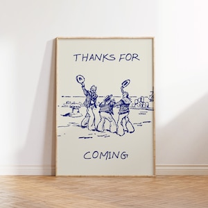 Thanks For Coming Print Vintage Sailor Poster Trendy Beachy Decor Cute Quote Art Navy Aesthetic Apartment Wall Art Digital Download 1 Print