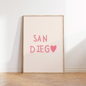 San Diego Print San Diego Wall Art San Diego California Art San Diego Heart Poster San Diego Decor San Diego CA Digital Download 1 Print