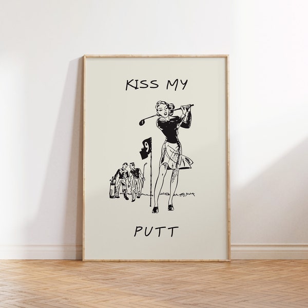 Vintage Golf Print Female Golfer Poster Funny Feminine Wall Art Vintage Golf Art Golfing Home Decor Golf Pun Art Digital Download 1 Print