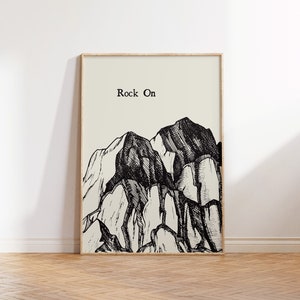 Rock On Poster Vintage Mountain Print Minimalist Mountain Wall Art Rock Climbing Art Print Mountaineering Decor Digital Download 1 Print