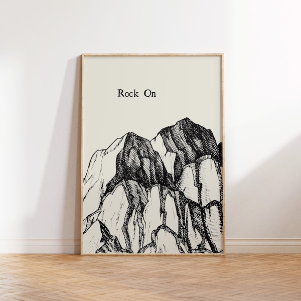 Rock sur affiche montagne vintage impression minimaliste montagne mur Art escalade Art impression alpinisme Decor téléchargement numérique 1 impression