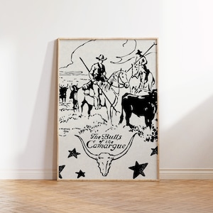 Vintage Cowboy Print Retro Western Wall Art Wild West Home Decor ...
