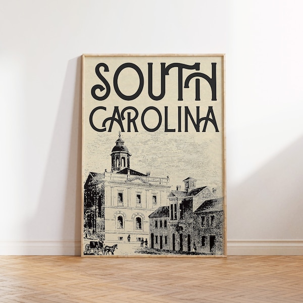 Vintage South Carolina Print The Old Exchange Building Poster Historisches Post Office Print Charleston SC Wand Kunst Digitaler Download 1 Print