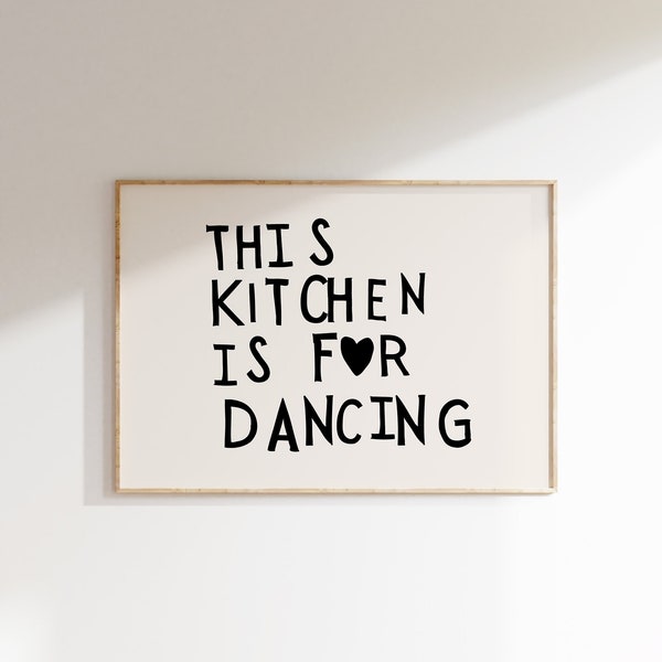 Aesthetic Kitchen Decor Cute Dance Art Kitchen Wall Art Minimalist Heart Horizontal Print Trendy Kitchen Poster Digital Download 1 Print