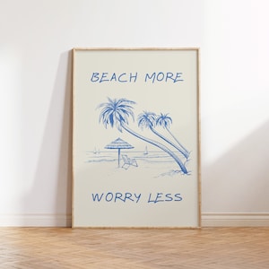 Vintage Coastal Art Minimalist Beach House Decor Beachy Wall Art Retro Beach Print Vintage Palm Tree Print Digital Download 1 Print