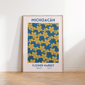 Michoacan Blumenmarkt Kunstdruck, 1 Set, Mexiko Blumendekor Poster, ästhetik botanische Galerie, Wandkunst, digitaler Download