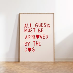 Divertido perro impresión minimalista corazón decoración perro dueño regalo cachorro cartel moda perro pared arte rojo corazón tipografía cartel digital descargar 1 impresión