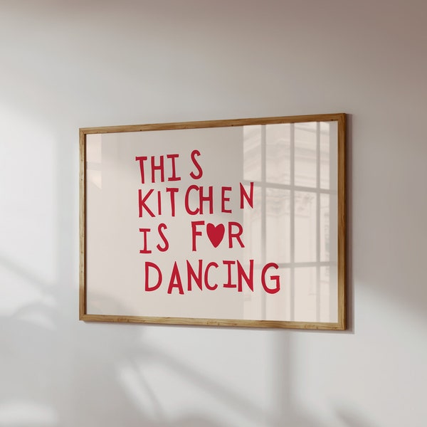 Aesthetic Kitchen Decor Cute Dance Art Kitchen Wall Art Minimalist Heart Horizontal Print Trendy Kitchen Poster Digital Download 1 Print