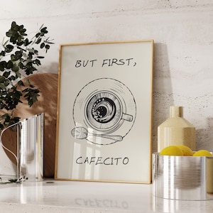 Spanish Coffee Art Print Cafecito Poster Spanish Kitchen Decor Minimalist Trendy Coffee Wall Art Cafecito Print Digital Download 1 Print