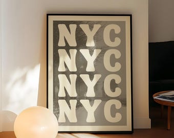NYC Winterscape Art Print: Retro New York City Poster (Digital Download)