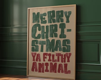 Retro Merry Christmas Print: Funny Festive Holiday Decor (Digital Download)