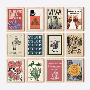 Mexiko Kunstdrucke Mexiko Wandkunst Mexiko Reise Poster Vintage Wandkunst Mexikanische Kunst Kaktus Druck Mexikanische Dekor Digitaler Download Set 12