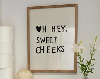Sweet Cheeks Art Print, Funny Bathroom Decor, Toilet Poster (Digital Download)