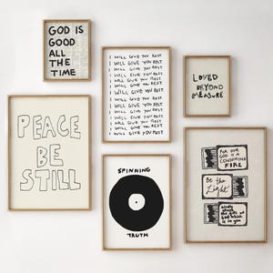 Neutral Christian Scripture Art Prints: Modern Gallery Wall Set (Digital Download, Set of 6)