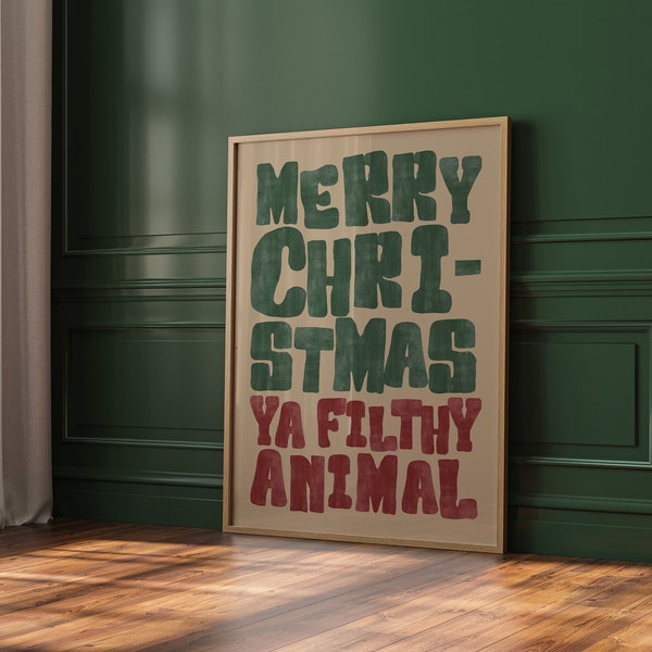 Vintage Merry Christmas Print Fun Holiday Decor Christmas Typography Wall Art Funny Retro Festive Poster Digital Download 1 Print