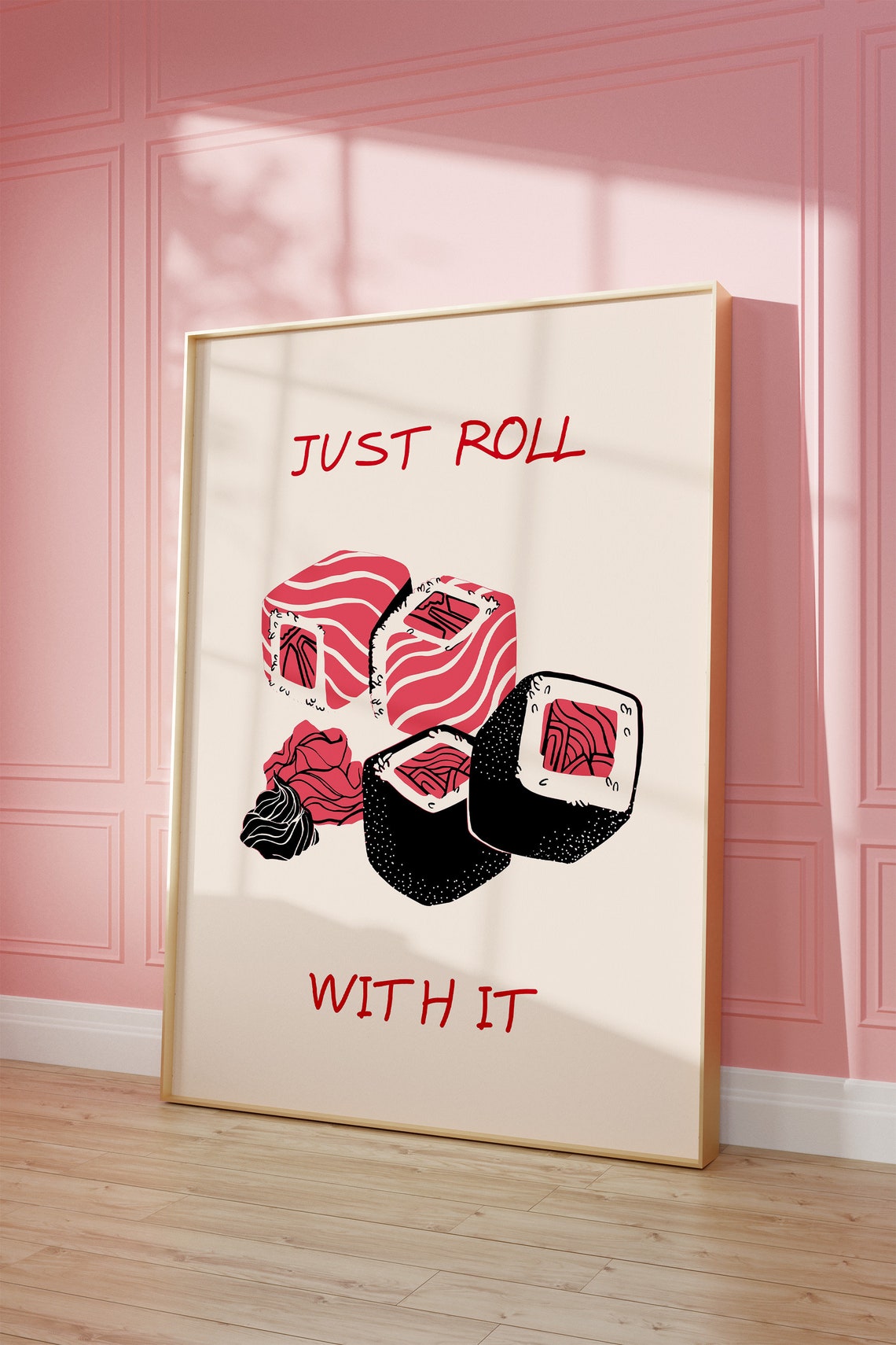 Sushi Print Cute Kitchen Wall Art Minimalist Food Art Etsy