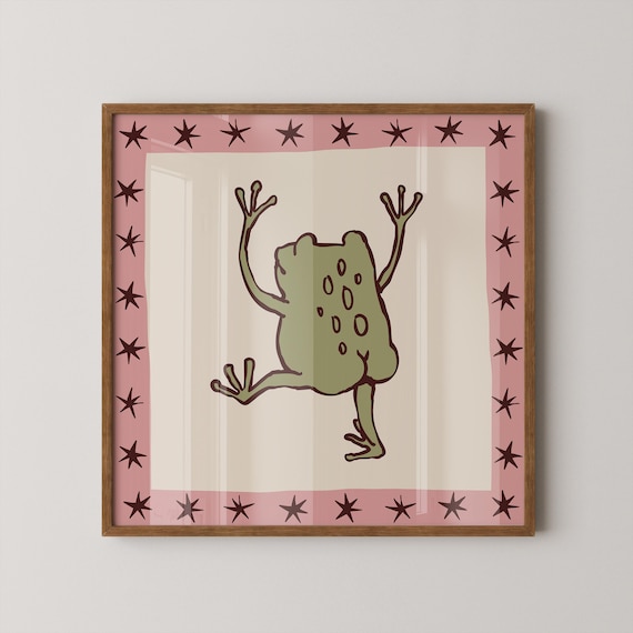 Cheeky Frog Print | Whimsical Frog Wall Art | Cottagecore Animal Decor | SQUARE Digital Download