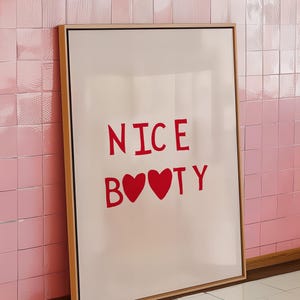 Trendy Bathroom Print Cute Heart Poster Funny Toilet Print Girly Bathroom Wall Art Red Typography Decor Digital Download 1 Print