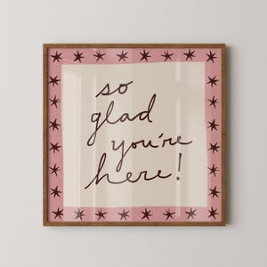 Tellement heureux que vous soyez ici | Art mural citation de l'entrée | Décor typographique accueillant | Téléchargement numérique SQUARE