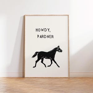 Howdy Print Trendy Western Dekor Lustiges Pferd Poster Süß Cowgirl Wand Kunst Wilder Westen Kunstdruck Neutral Cowboy Print Digital Download 1 Print