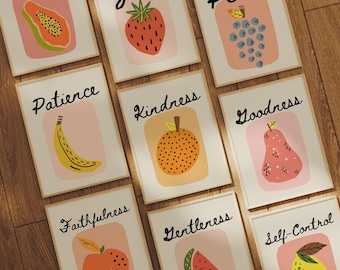 Fruit of the Spirit Prints, Bible Gallery Wall Art (Digital Download, Set of 9)