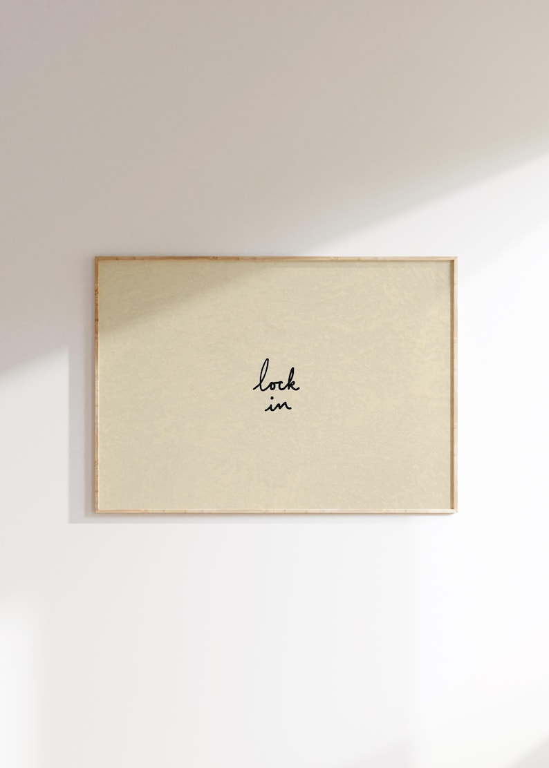 Hand-drawn Typography Poster, Motivational Art Print - 'lock In ...