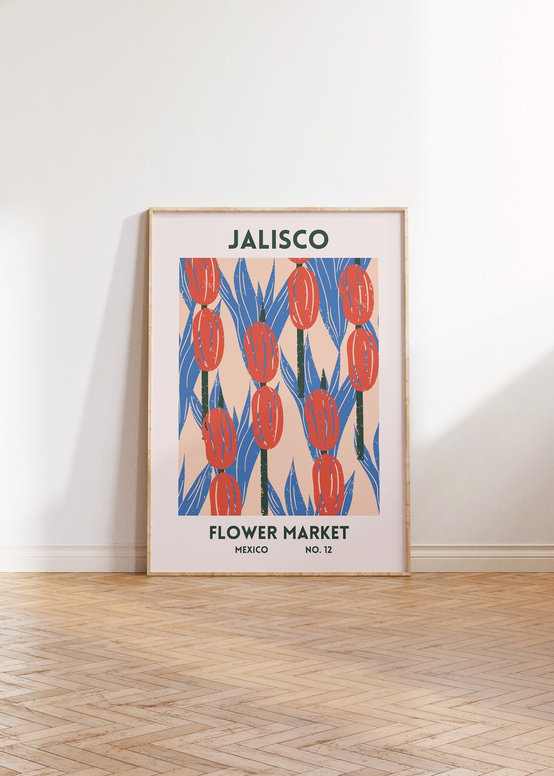 Jalisco Flower Market Art Print, Set of 1, Mexico Floral Decor Poster
