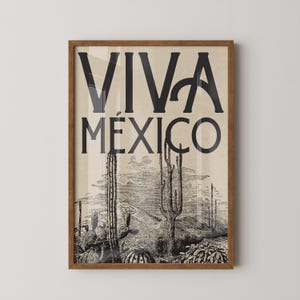 Mexican Desert Print, Vintage Cactus Wall Art, Southwestern Travel Poster (Digital Download)