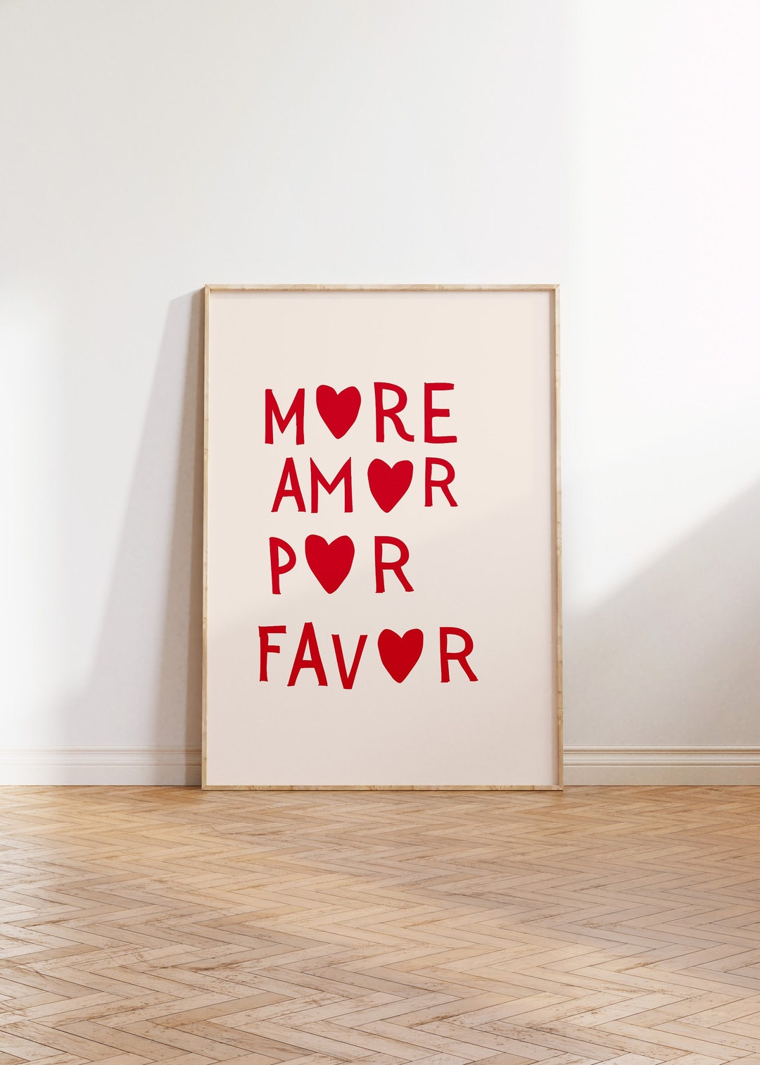 More Amor Por Favor Print Minimalist Heart Poster Aesthetic Living Room