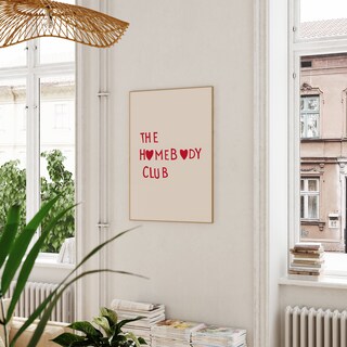 Poster WOFUPMY 'The Homebody Club' 30,5x40,6 Cm, Stampa Artistica Massimalista Con Cuore Rosso, Senza Cornice