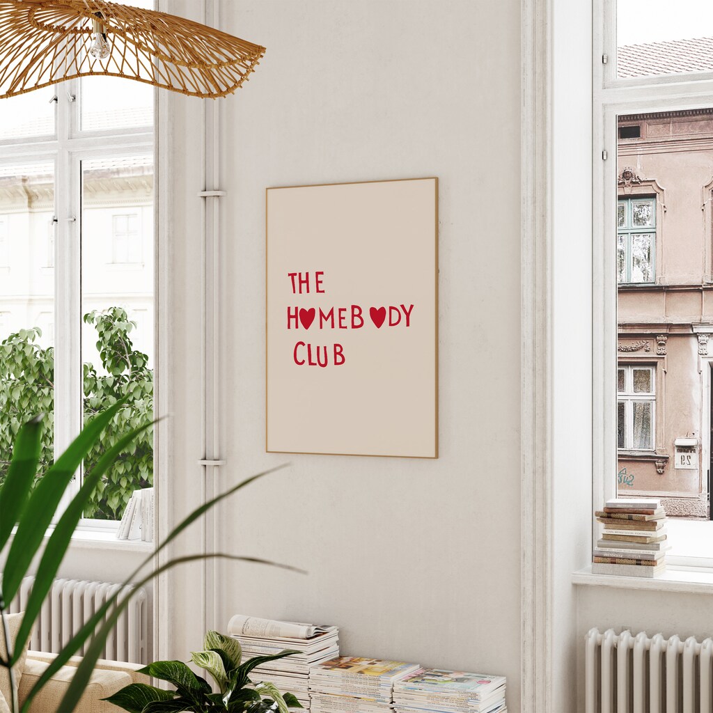 Poster WOFUPMY 'The Homebody Club' 30,5x40,6 Cm, Stampa Artistica Massimalista Con Cuore Rosso, Senza Cornice