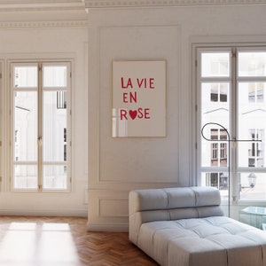La Vie En Rose Print Minimalist Heart Poster Trendy Living Room Decor Aesthetic Apartment Wall Art French Quote Art Digital Download 1 Print image 5