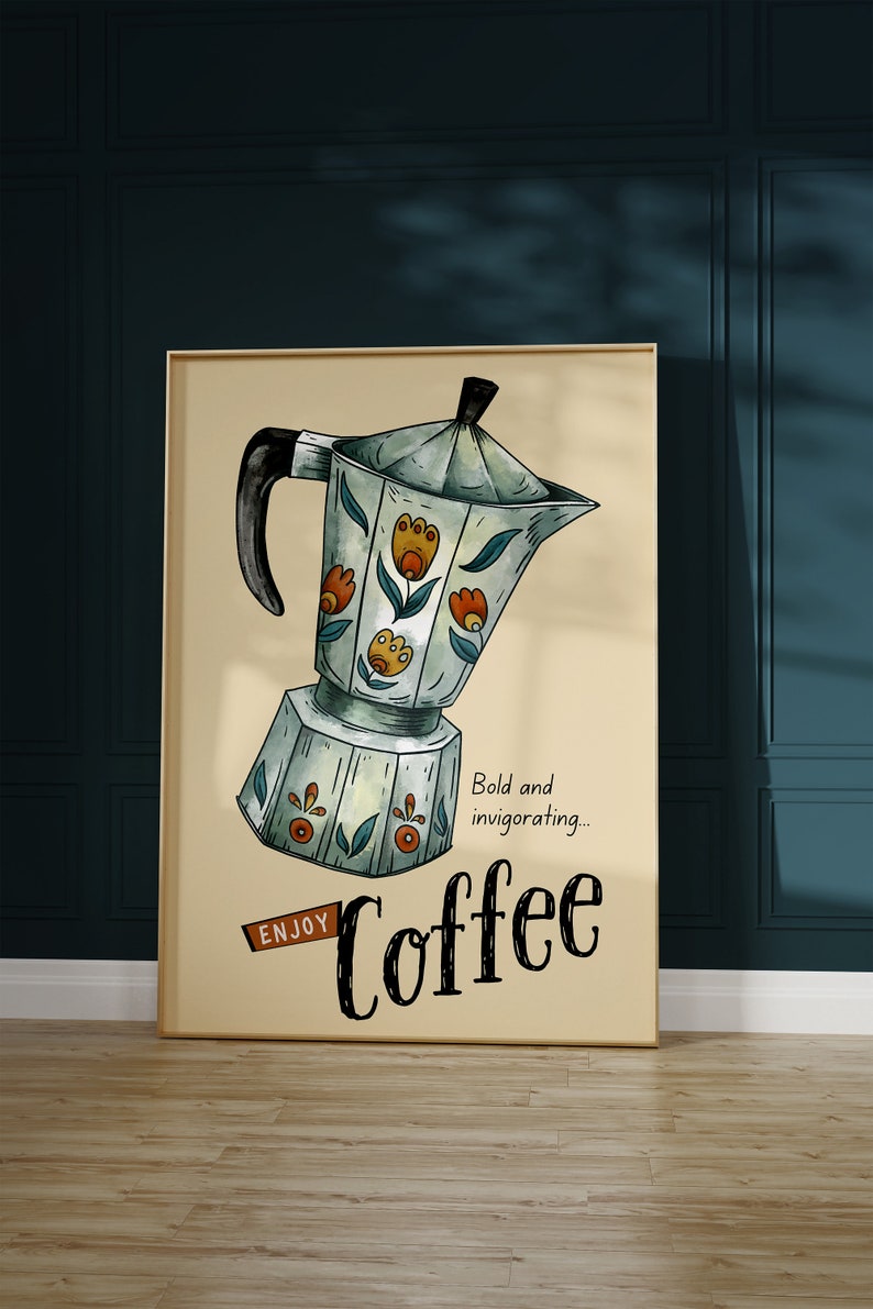 Vintage Coffee Print Coffee Bar Wall Art Retro Coffee Art Etsy