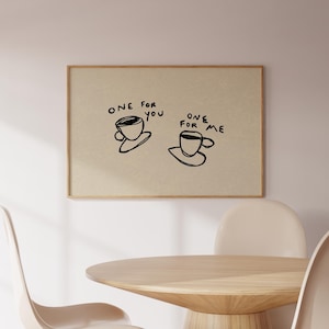 Handritat kaffetryck: Trendig köksväggkonst (digital nedladdning, horisontell) bild 7