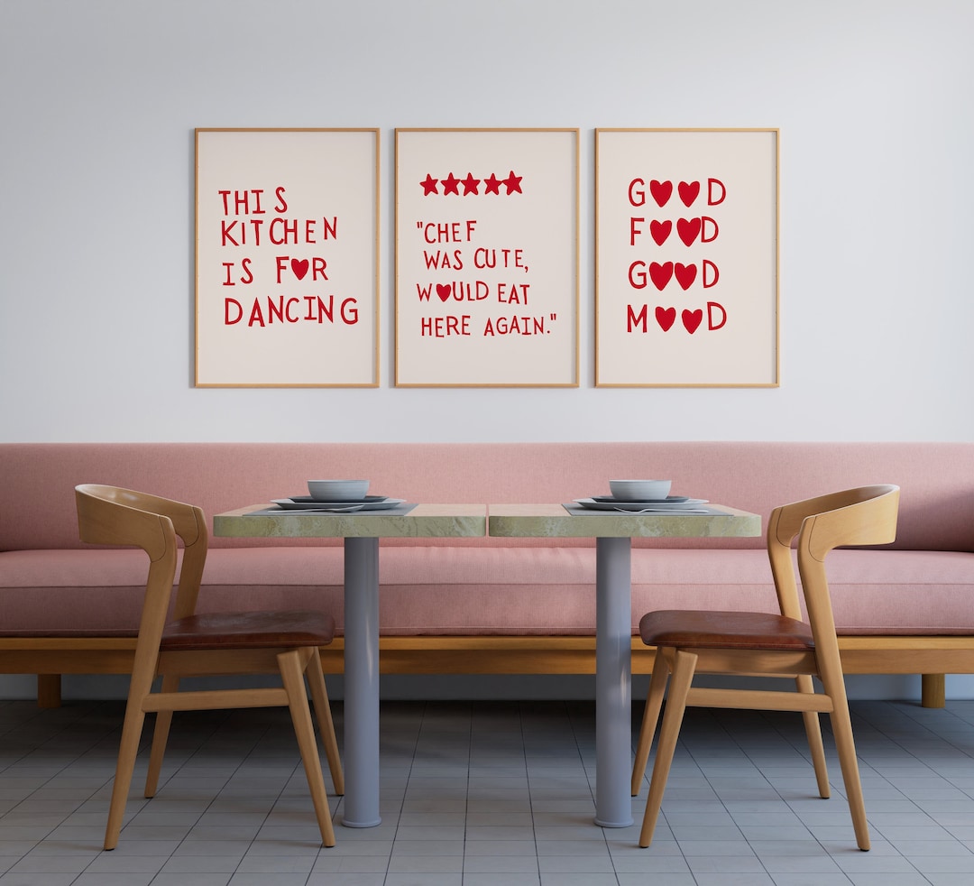 Aesthetic Kitchen Decor Minimalist Heart Posters Trendy - Etsy