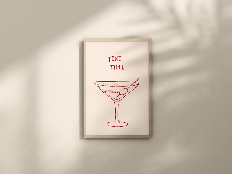 Martini Print Bar Art Print Minimalist Cocktail Poster Red Bar Cart Wall Art Bar Printable Art Drinks Wall Decor Digital Download 1 Print image 7