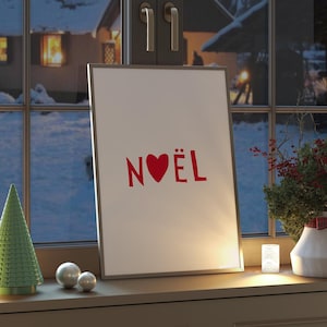 Noel Print Cute Heart Poster Trendy Lettering Wall Art Minimalist Winter Poster Girly Christmas Print Festive Decor Digital Download 1 Print
