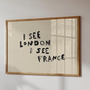 面白いバスルームプリント「I See London I See France」ポスター風変わりなバスルーム装飾かわいいバスルームウォールアートデジタルダウンロード1横向きプリント