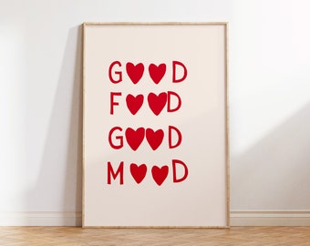 Good Food Good Mood Print, Trendy Kitchen Wall Art (Digital Download)