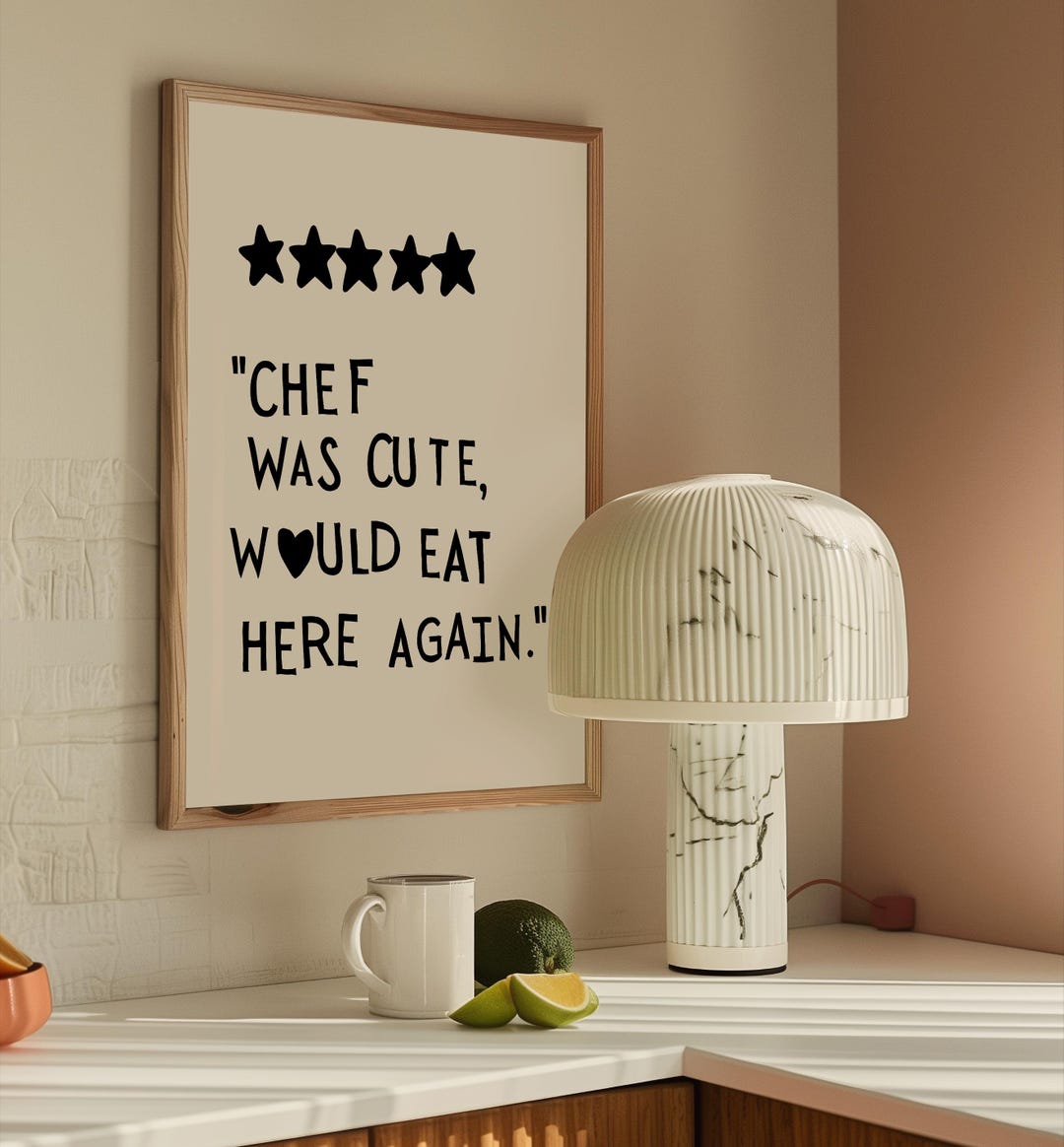 chef was cute aesthetic kitchen print retro wall art... Chef Was Cute Print, Funny Kitchen Wall Art, Retro Typography Decor ...