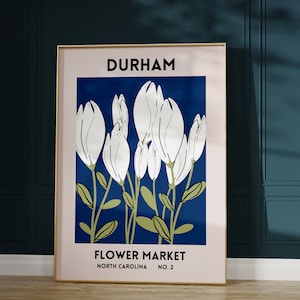 Durham Print North Carolina Flower Market Wall Art Durham NC Art Print Durham North Carolina Poster Durham Decor Digital Download 1 Print