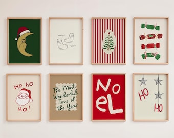 Julgalleryväggkonst: Juldekorationstryckset (digital nedladdning, set om 20)