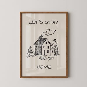 Quadro "Vamos Ficar em Casa" | Arte de Parede Aconchegante para Casa | Decoração Estilo Campestre | Download Digital