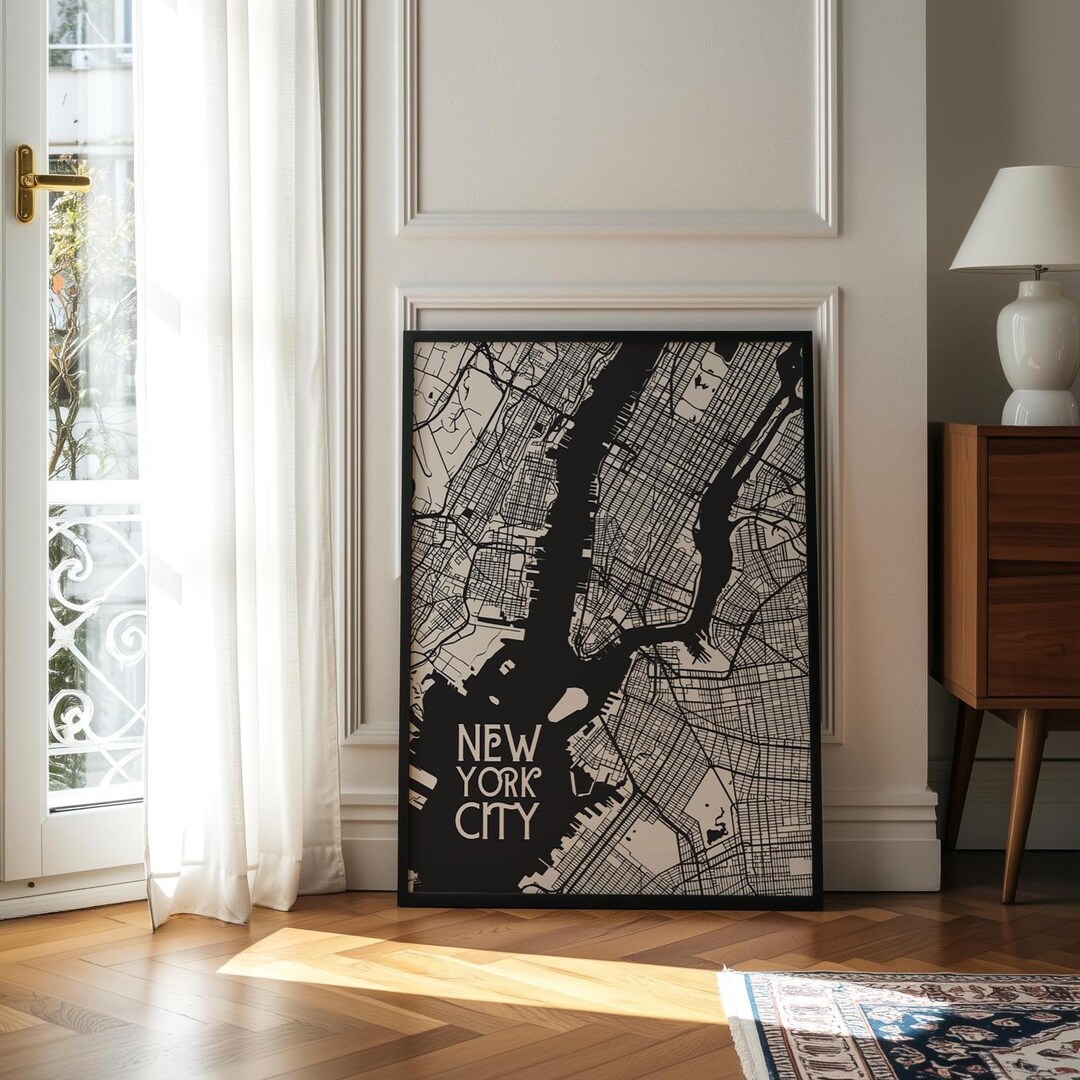 Retro New York City Map Art Print (digital Download) - Etsy