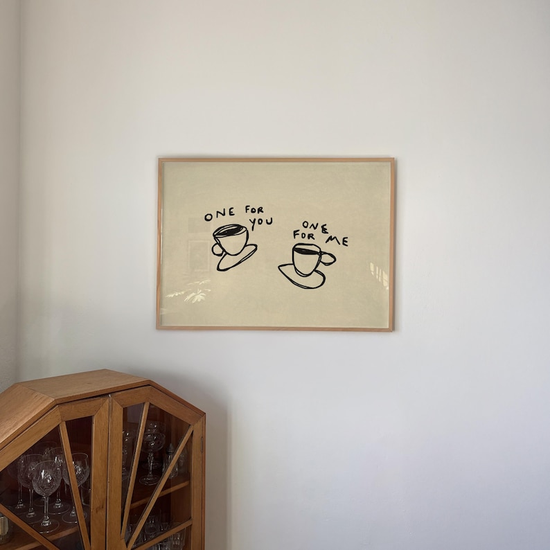 Handritat kaffetryck: Trendig köksväggkonst (digital nedladdning, horisontell) bild 4