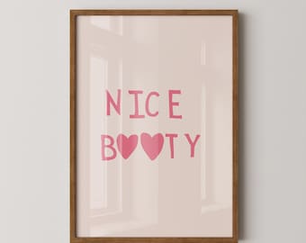 Nice Booty Print | Pink Bathroom Wall Art | Playful Powder Room Printable | Digital Download