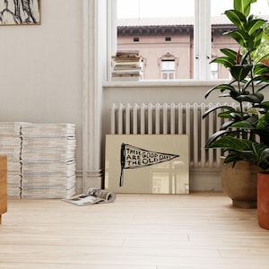 Good Old Days Print: Retro Pennant Wall Art, Hand Drawn Horizontal Poster (Digital Download) image 4