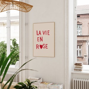 La Vie En Rose Print Minimalist Heart Poster Trendy Living Room Decor Aesthetic Apartment Wall Art French Quote Art Digital Download 1 Print image 4