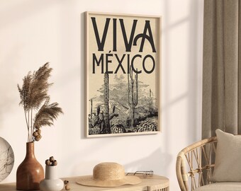 Mexico Travel Poster | Vintage Viva Mexico Art Print (digital
